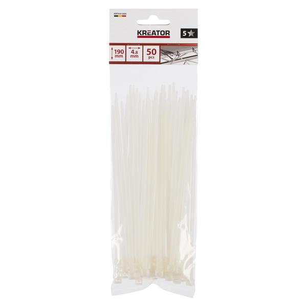 Cable ties white 4,8x190mm - 50 pcs