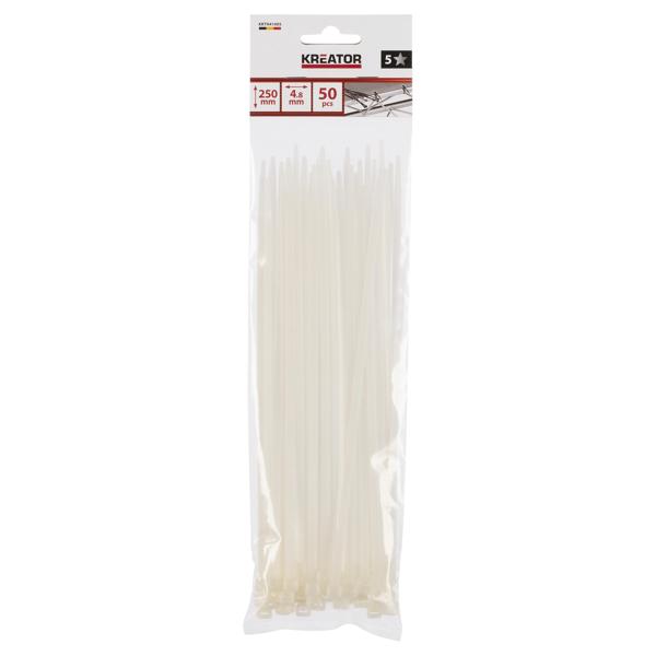 Cable ties white 4,8x250mm - 50 pcs
