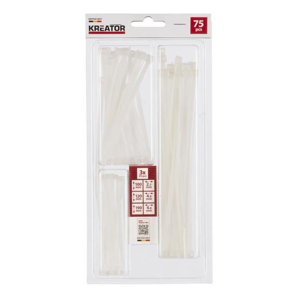 Cable ties white 2,5x100mm (25) 4,8x120mm (25) 4,8x190mm (25)