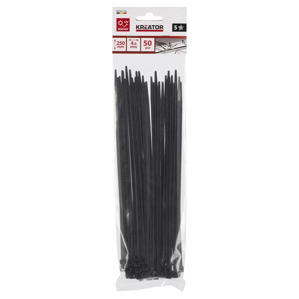 Cable ties black 4,8x250mm - 50 pcs