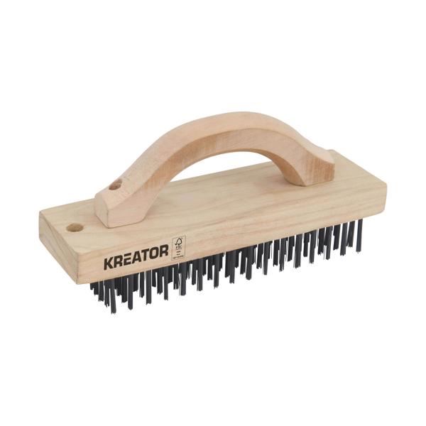 Brosse abrasive poignée en bois - acier
