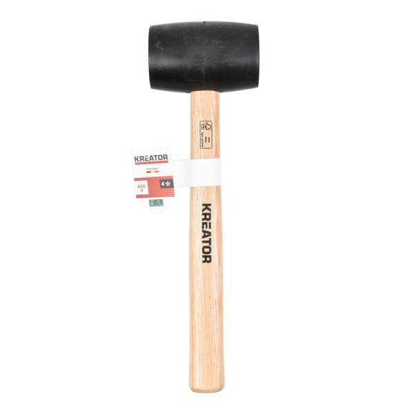 Martillo de goma 450g - madera - negro