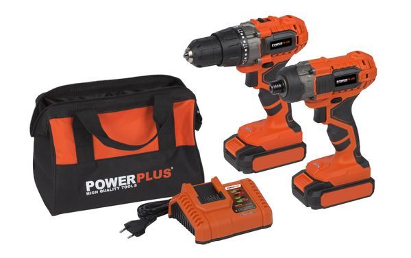 Home power tool set 2 items - incl. 2 batteries 20V 2.0Ah and charger
