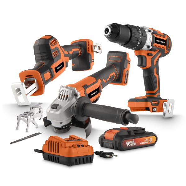 Set elektrisch gereedschap thuis 3 items - incl. 1 batterij 20V 4.0Ah en lader - 1 acc.