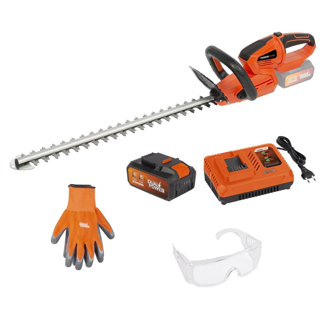 Powerplus Taille-Haie Électrique POWXG2043-750 W, Lame de 570 mm, Écart de 24 mm, avec Poignée Téléscopique, Outillage de Jardin