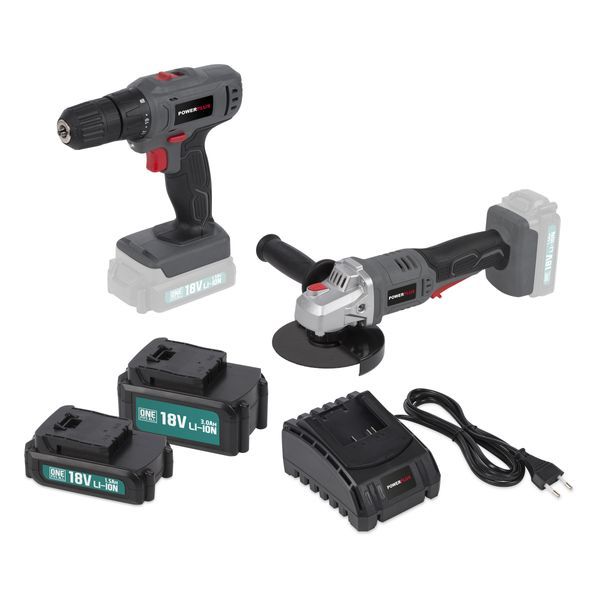 Home power tool set 2 items - incl. 2 batteries 18V 1.5Ah 3.0Ah and charger