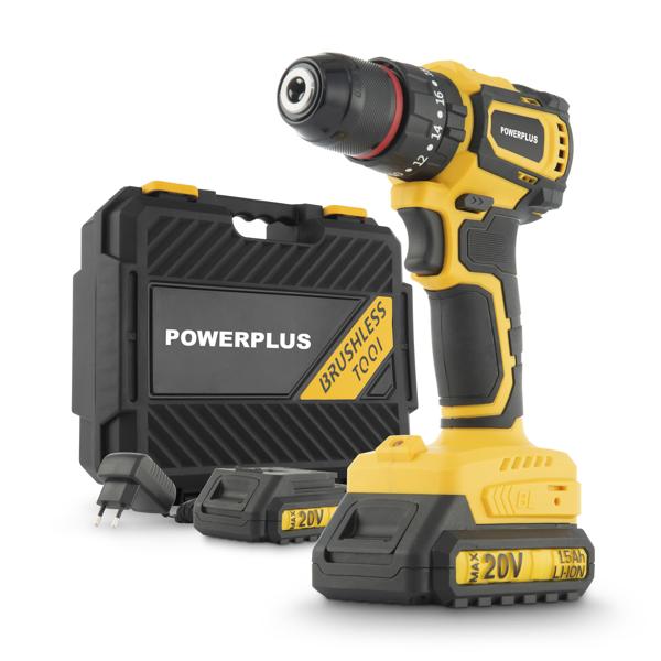 Impact drill - screwdriver brushless 20V 45Nm - incl. 2 batteries 20V 1.5Ah and charger
