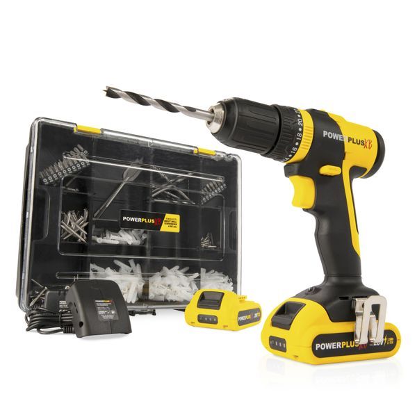 Impact drill - screwdriver brushless 20V 30Nm - incl. 2 batteries 20V 1.5Ah and charger- 362 acc.