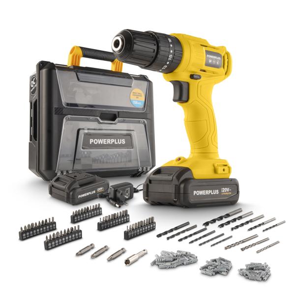 Impact drill - screwdriver 20V - 30Nm incl. 2 batteries 20V 1.3Ah and charger - 158 acc.