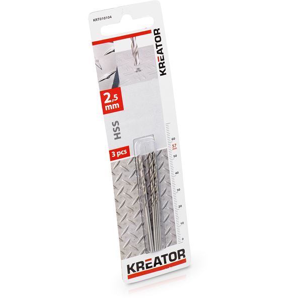 Broca metal hss Ø 2,5x57mm - 3 pzs