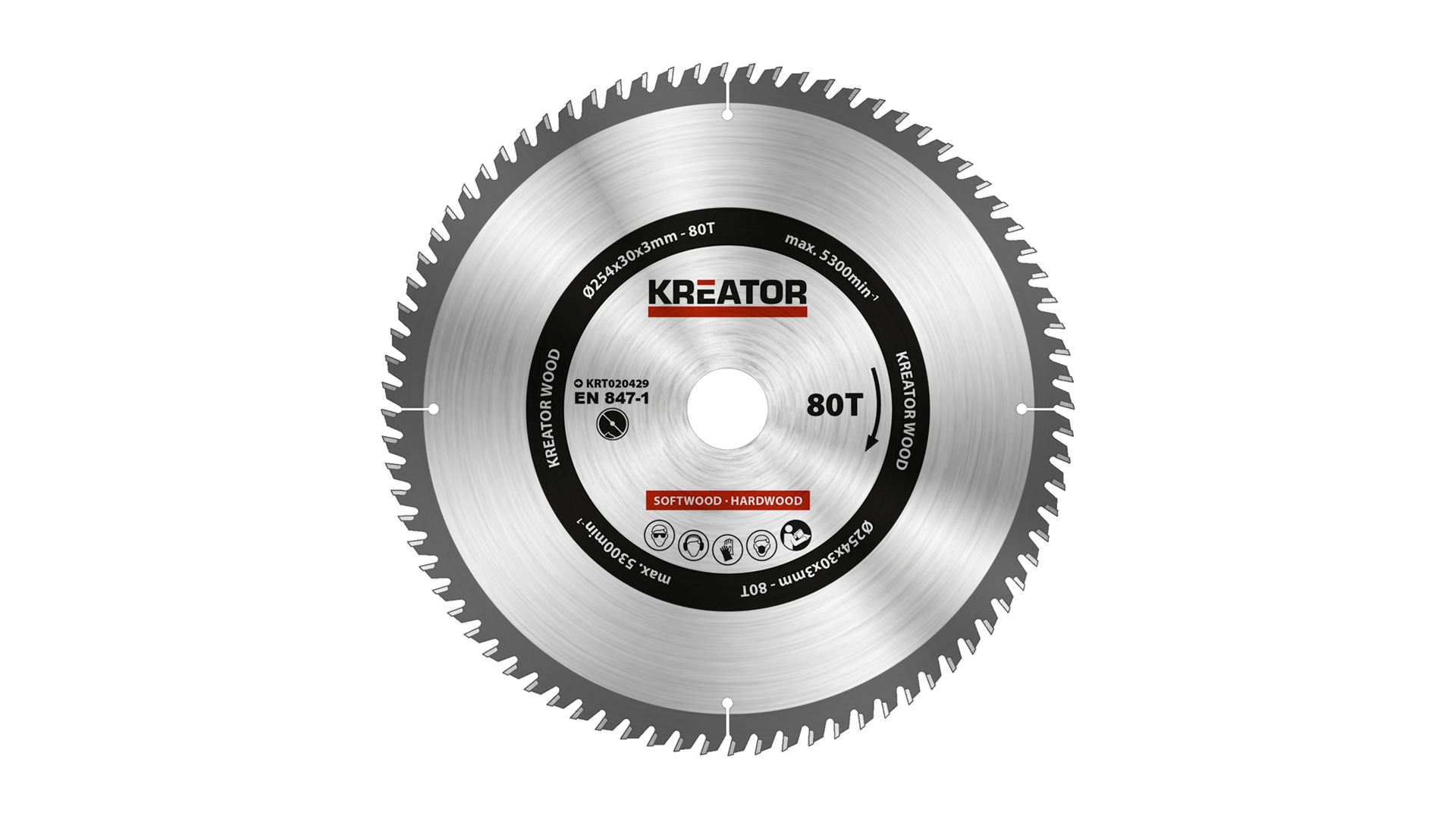 Kreator - KRT020429 - Cirkelzaagblad - Ø 254x30x3,0mm 80T - Varo