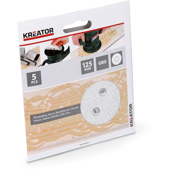 Schleifpapier rund Ø 125mm Farbe - K80 - 5 St.