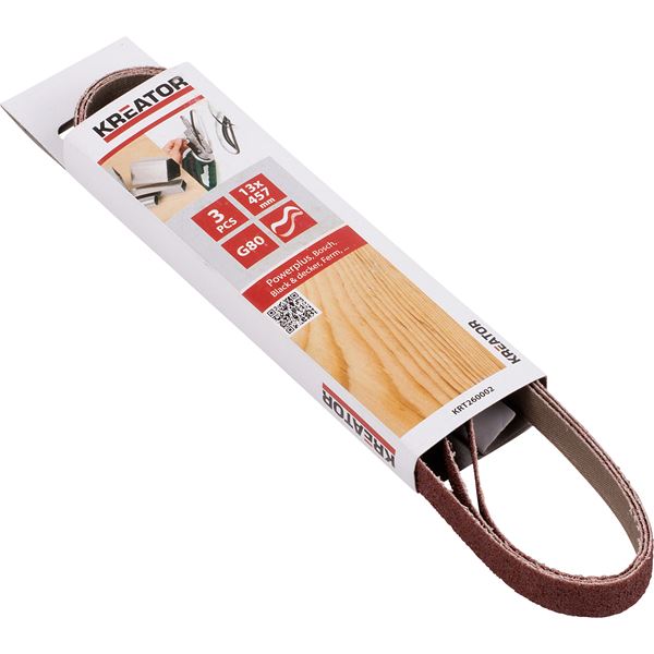 Sanding belt 13x457mm - G80 - 3 pcs