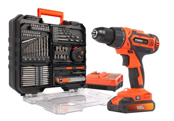 Drill - screwdriver 20V - incl. battery 20V 2.0Ah and charger - 78 acc.