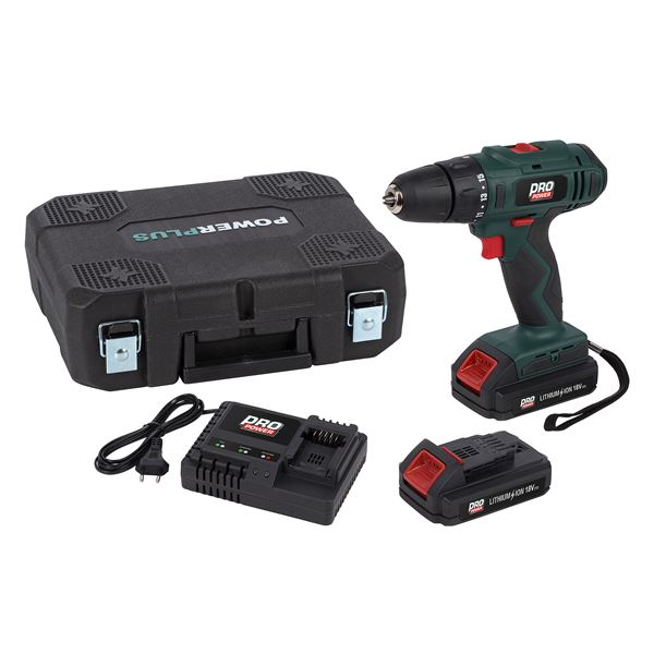 Drill - screwdriver 18V - incl. 2 batteries 18V 2.0Ah and charger