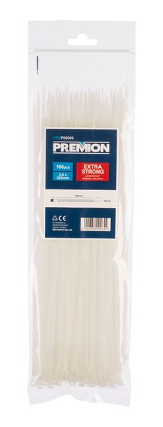 Cable ties white 3,6x300mm - 100 pcs