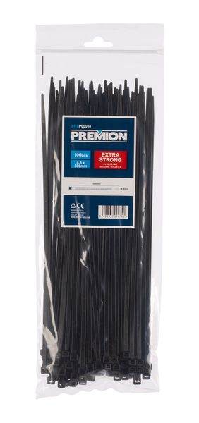 Cable ties black 4,8x300mm - 100pcs