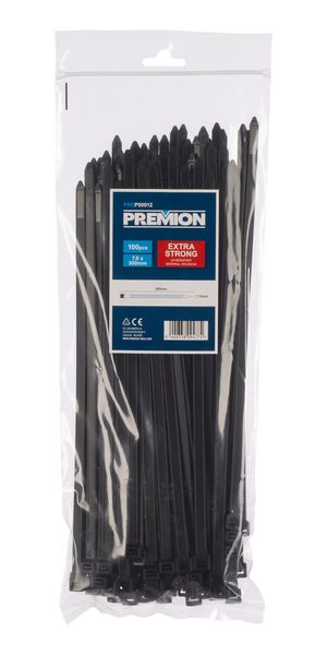 Cable ties black 300x7,6mm - 100 pcs