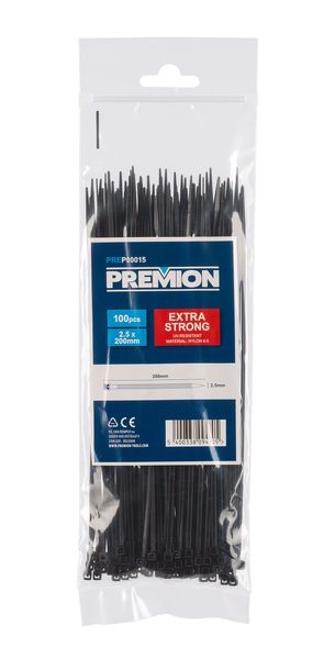 Cable ties black 2,5x200mm - 100 pcs