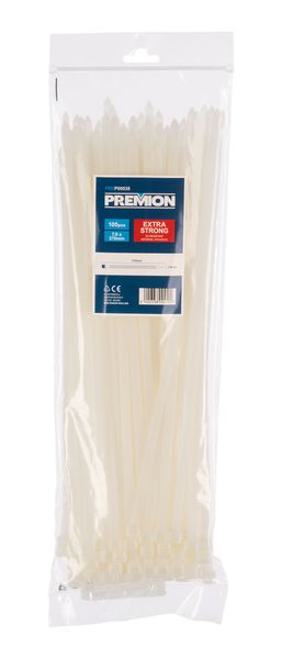 Cable ties white 370x7,6mm - 100 pcs