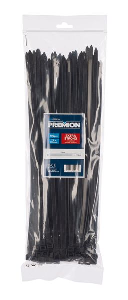 Cable ties black 370x7,6mm - 100 pcs